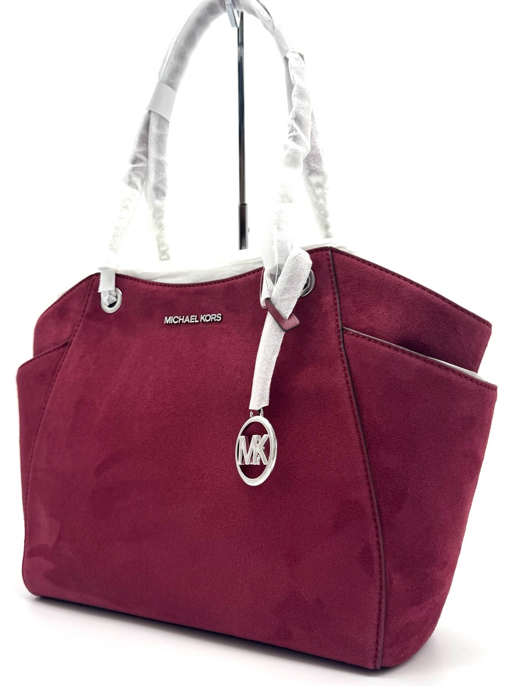 Michael Kors Jet Set Large Signature Logo Shoulder Bag - Maroon